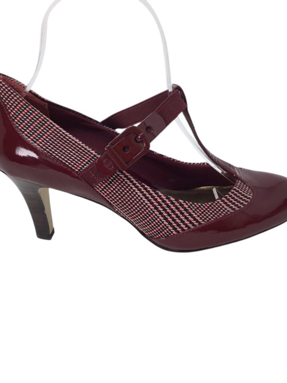 Circa Joan & David Enlighten Patent Leather Plaid Heels Mary Jane T Strap 7 M - Picture 5 of 11